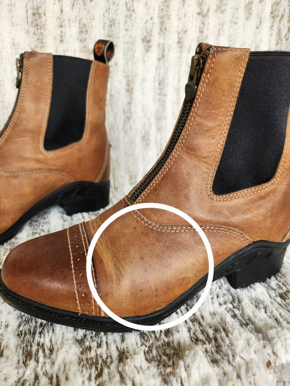 Ariat Heritage Paddock Boots Zip Front Tan Leather | Women's Size 7C - Picture 5 of 11